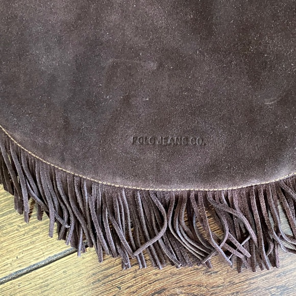 Vintage Polo Ralph Lauren Bag /Suede/Fringed/Saddlebag Style/Chocolate Brown - Picture 4 of 10
